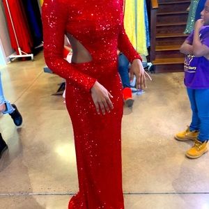 SEQUIN RED PROM DRESS